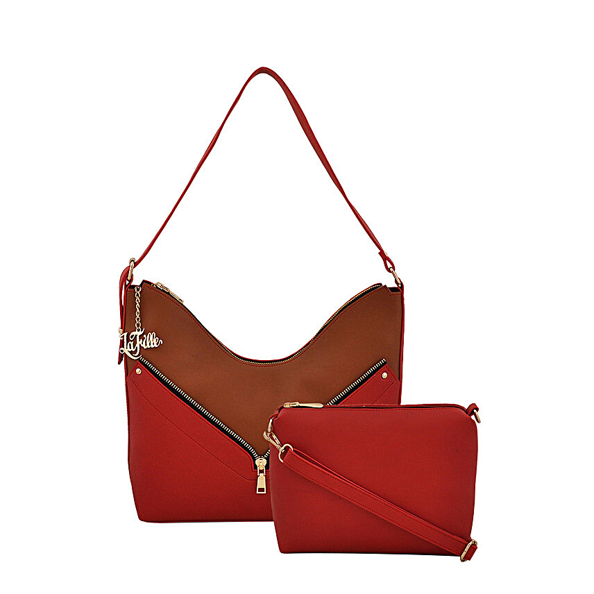 LaFille Stylish Handbag Set- Red