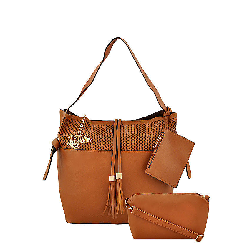 LaFille Tan Handbag Set