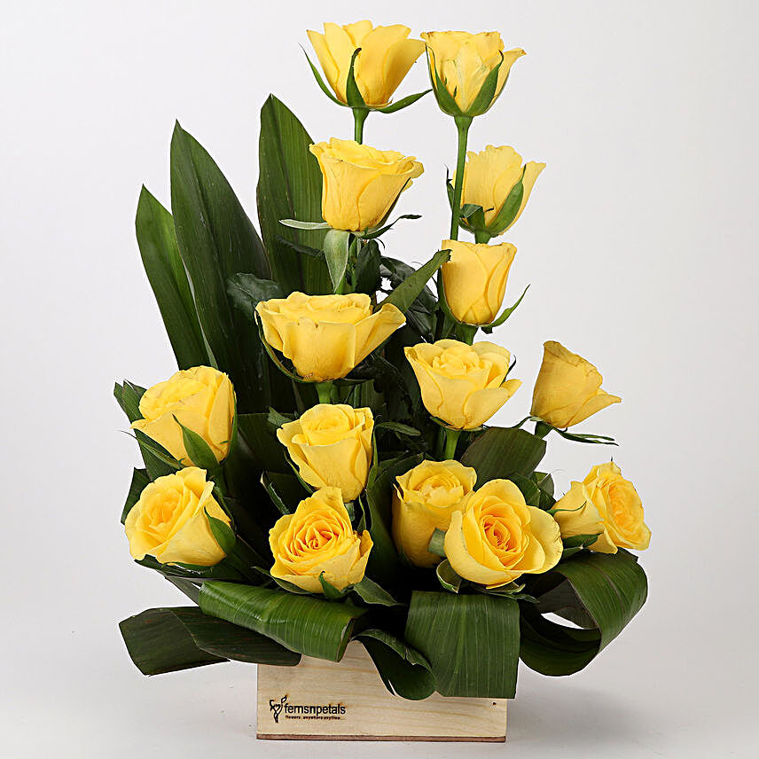 Sunny Surprise- 15 Yellow Roses Arrangement