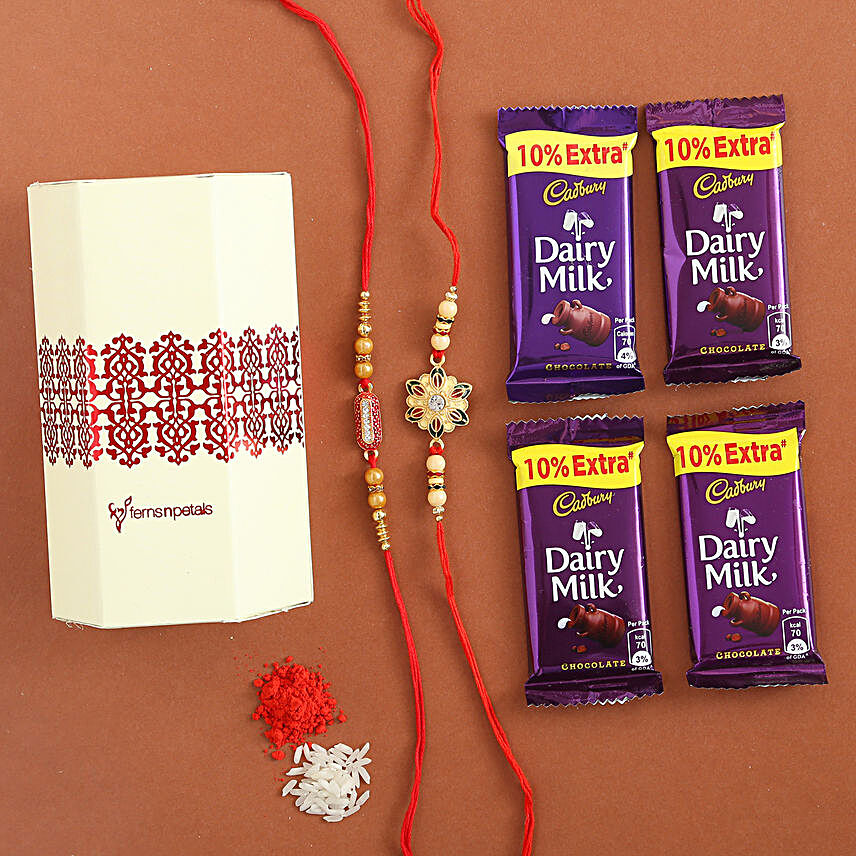 Dairy Milk & Designer Rakhi Set of 2
