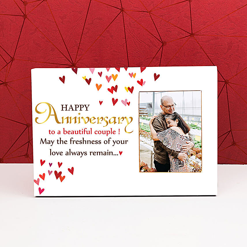 Personalised Happy Anniversary Hearts Photo Frame