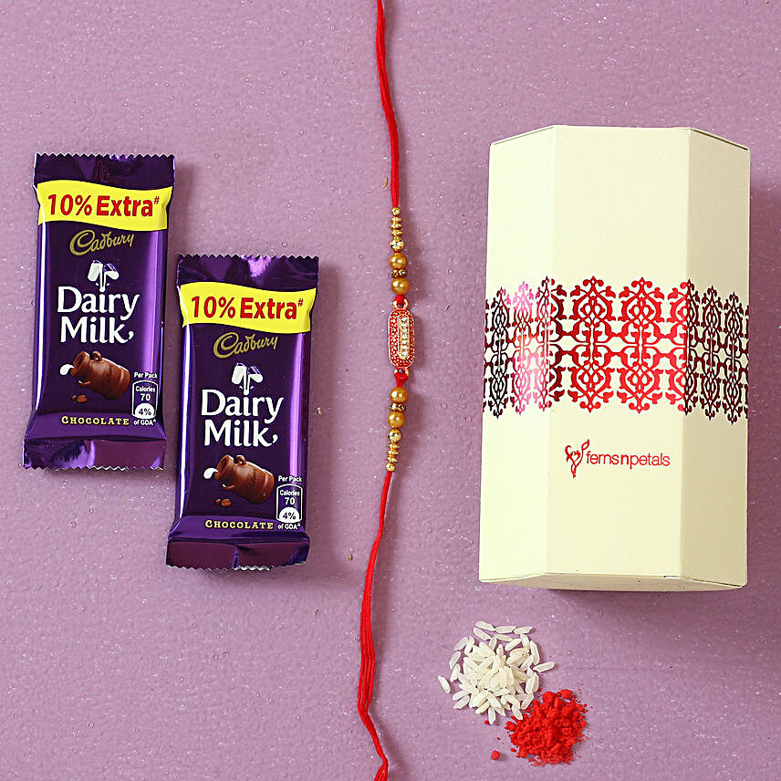 Designer Rakhi & Dairy Milk Chocolates