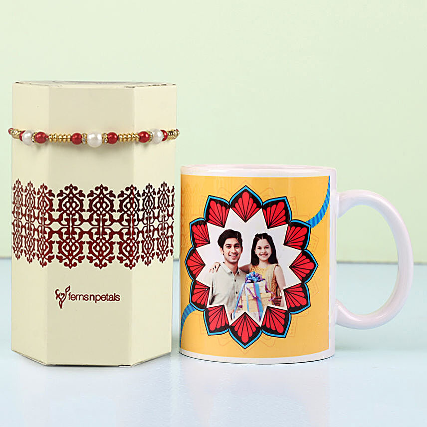 Meenakari Rakhi & Personalised Mug Combo