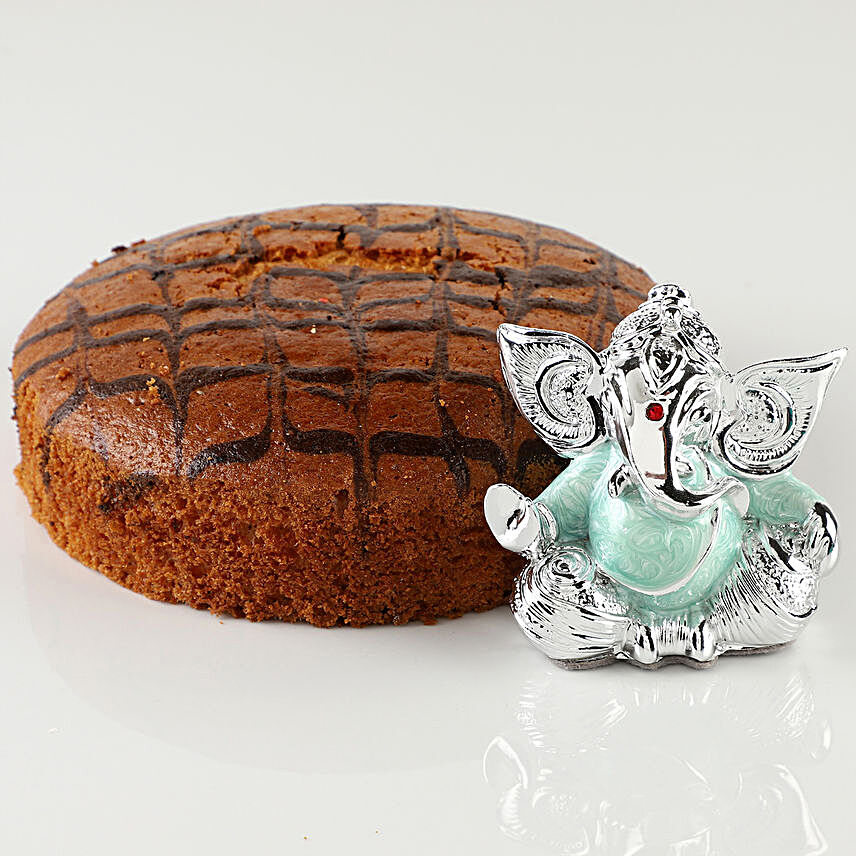 Choco Marble Dry Cake & Lord Ganesha Idol