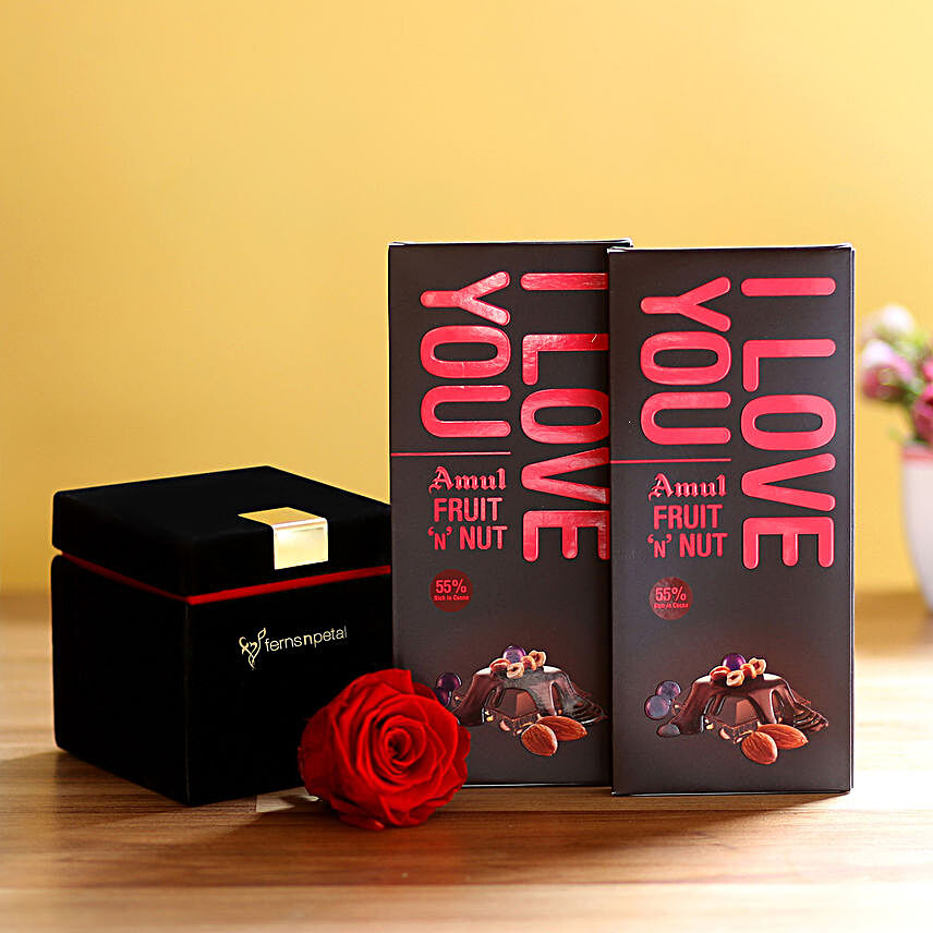 Forever Red Rose & Amul Chocolates