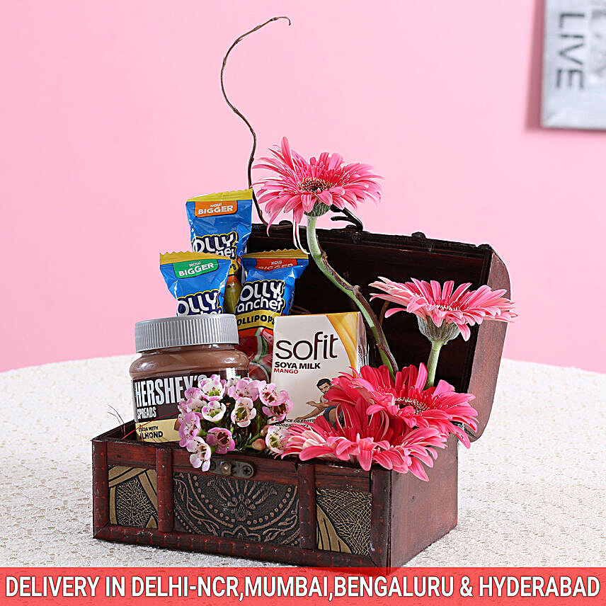 Assorted Flowers & Hershey's Box
