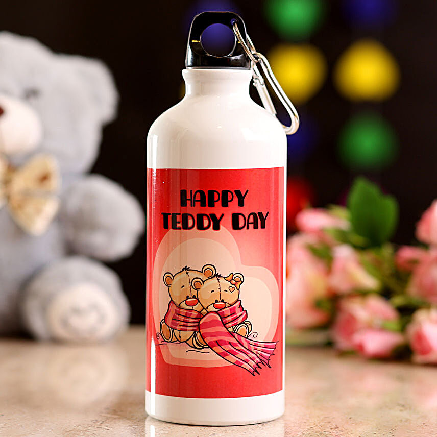 Happy Teddy Day Water Bottle