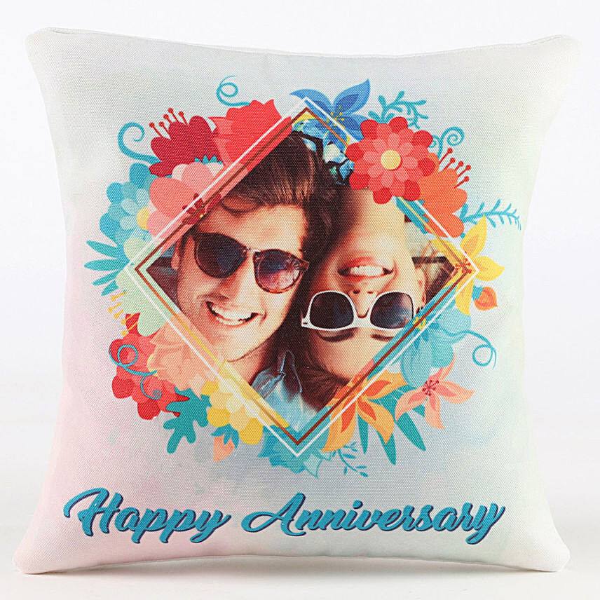 Floral Personalised Anniversary Cushion