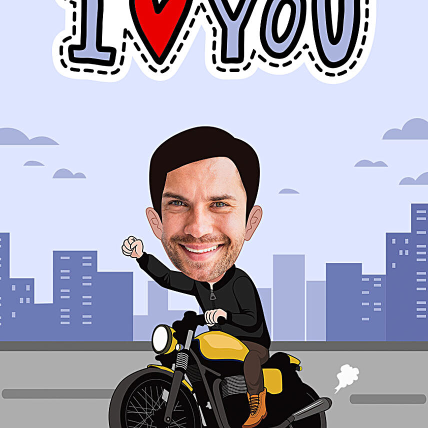 Biker Special Caricature Digital Poster