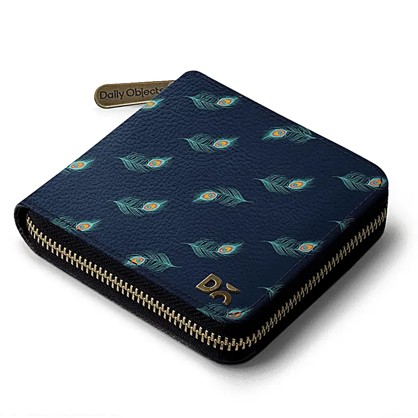 DailyObjects Navy Feathers Zip Wallet
