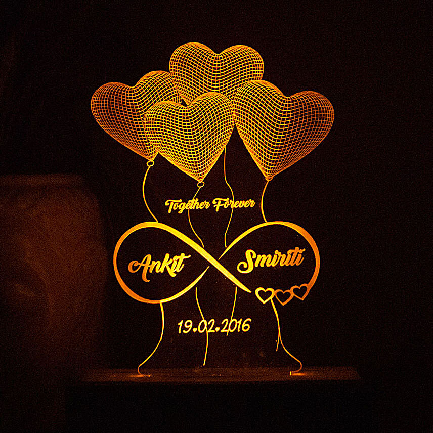 Personalised Infinity Night Lamp- Yellow