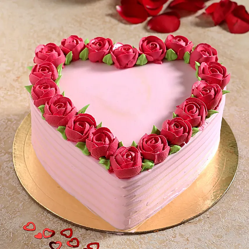 Rose Heart Chocolate Cream Cake- Half kg