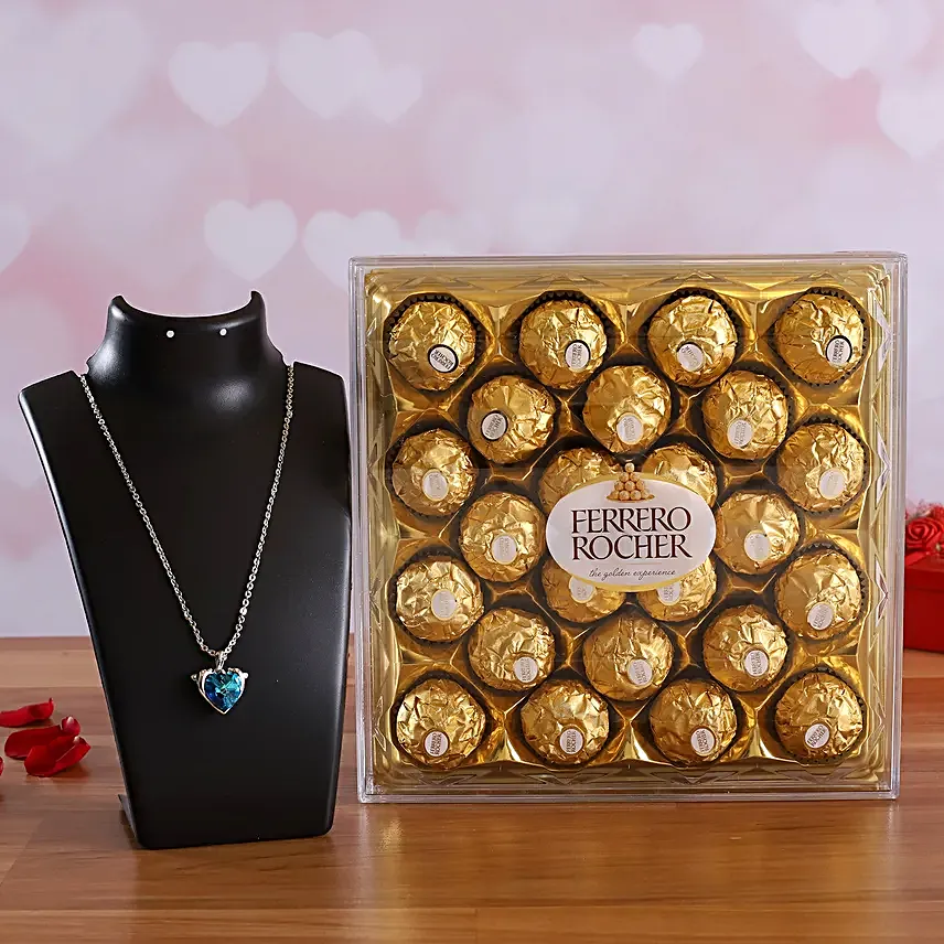 Ferrero Rocher Chocolate Box & Heart Special Necklace