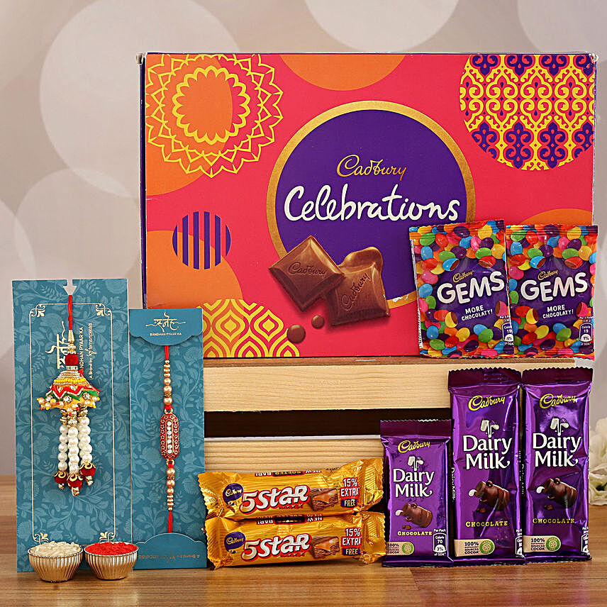 Celebrations Box With Designer Rakhi Set of 2