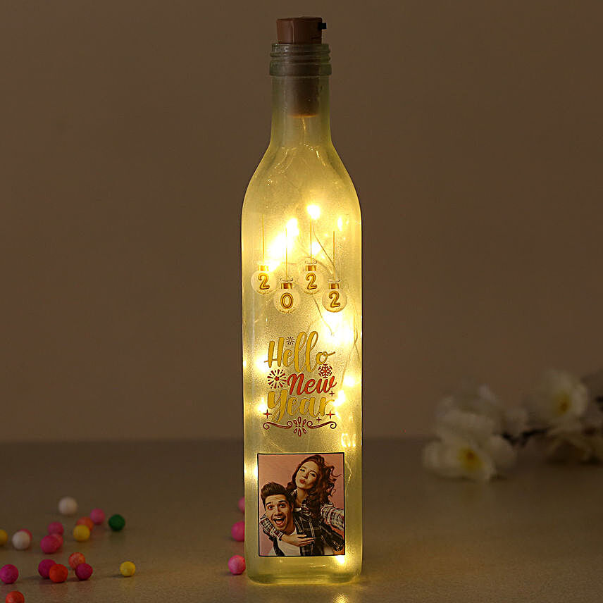 Personalised New Year LED Frosted Bottle Lamp