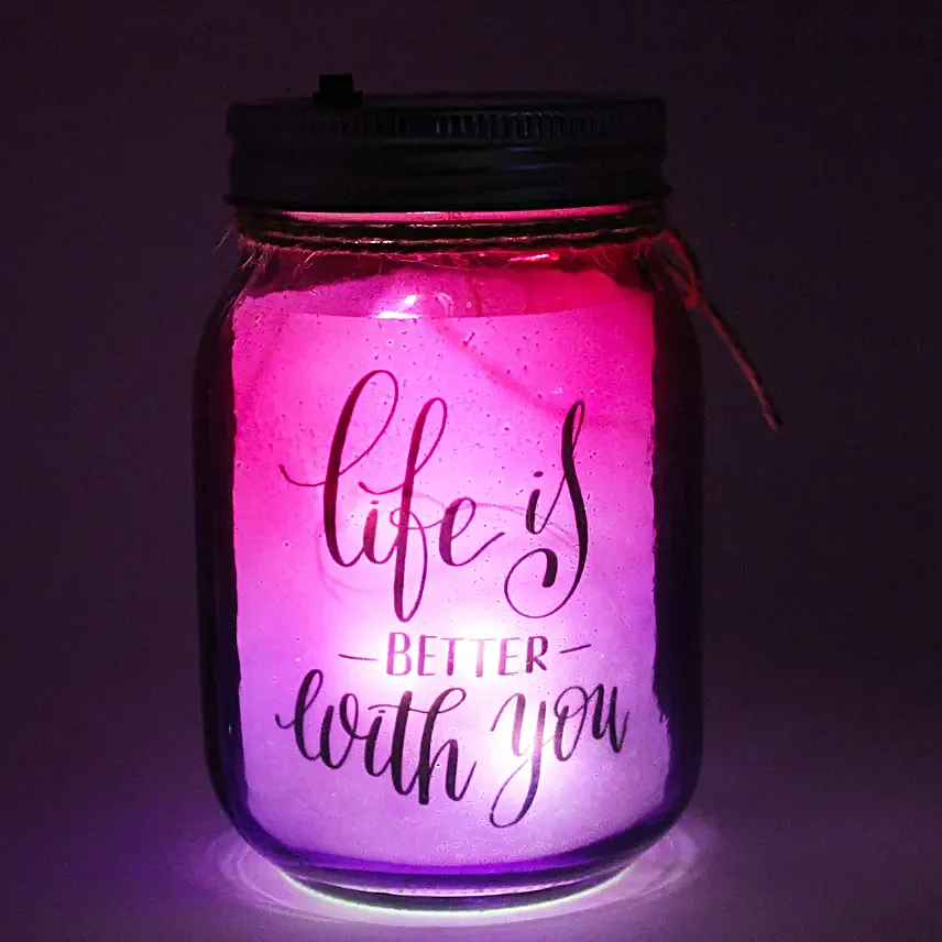 LED Life Is Good Quote Mason Jar