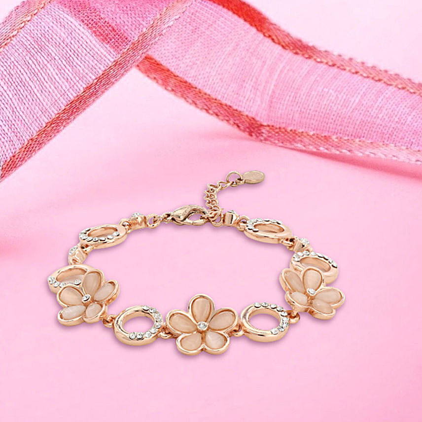 Estele Rose Gold Plated Crystal Bracelet
