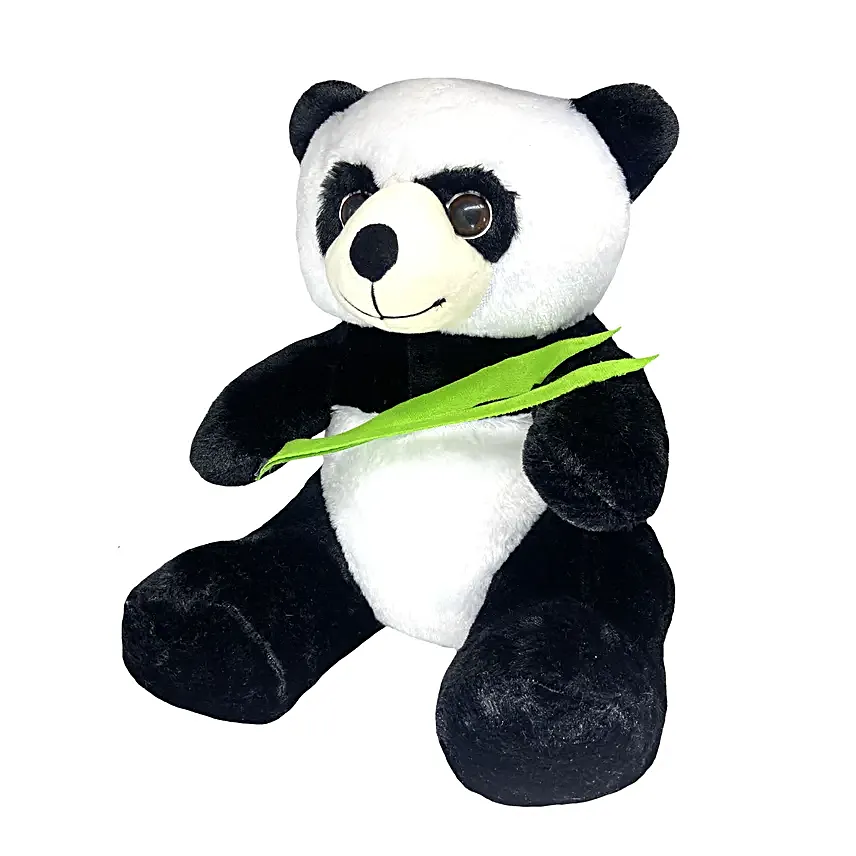 Cute Plush Sitting Panda Soft Toy- Black & White