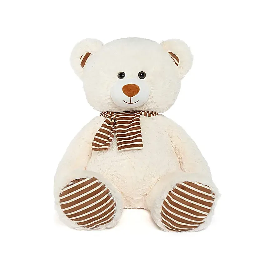 Striped Brown Paw Teddy Bear- Cream