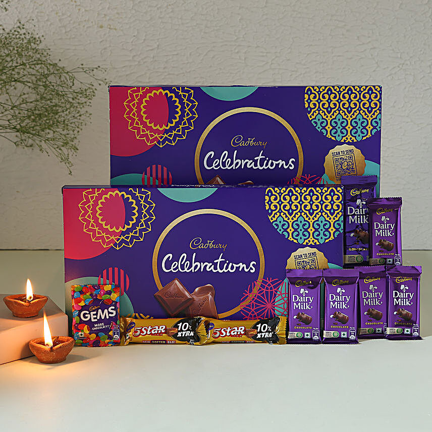 Diwali Greetings Cadbury Celebrations N Diya Combo