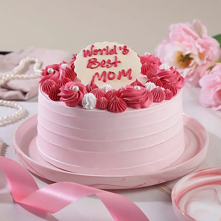 Blushing Love For Mom Cream Cake