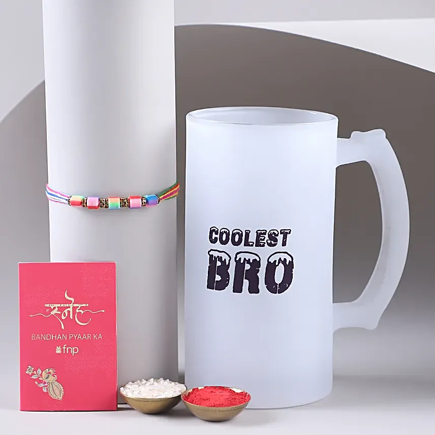 Sneh Designer Beads Rakhi & Bro Beer Mug