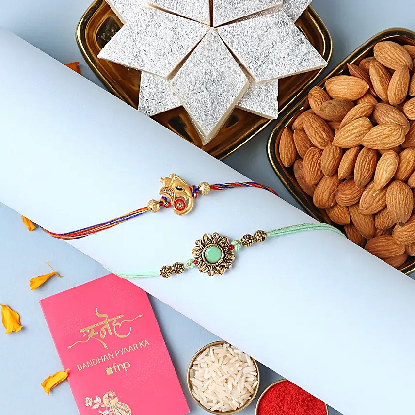 Sneh Meenakari & Devotional Rakhi Set With Premium Goodies
