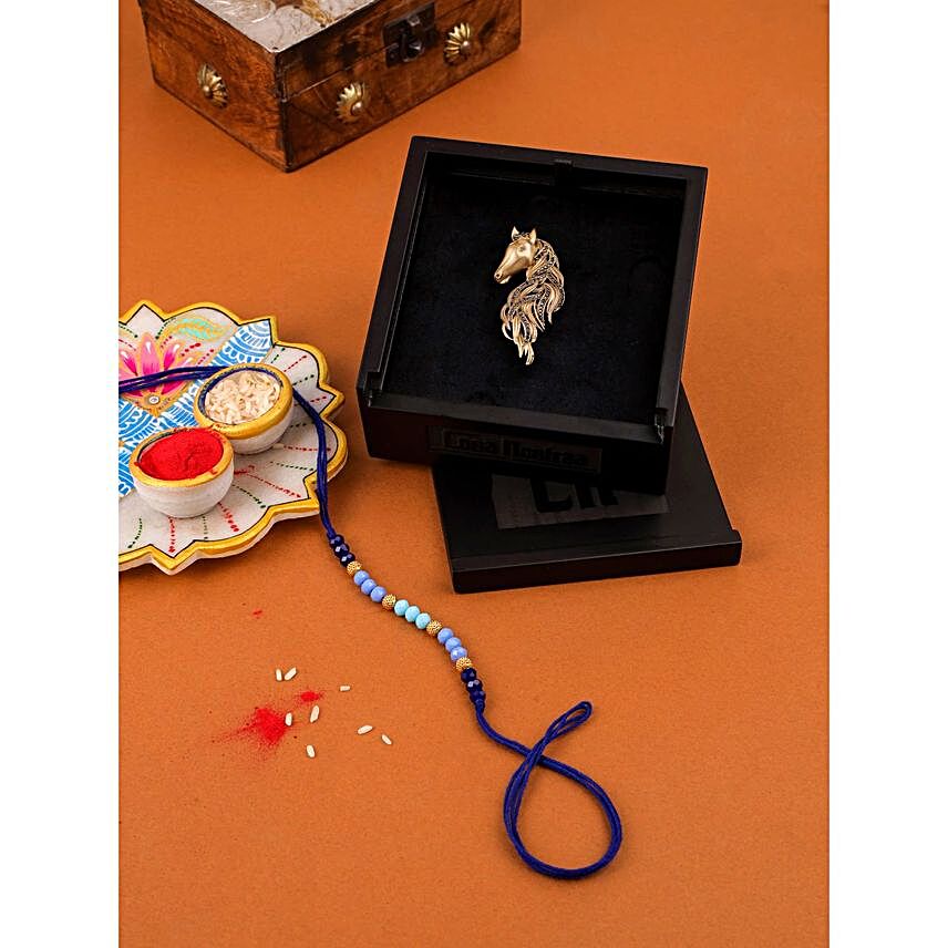 Beads Rakhi with Mustang Brooch