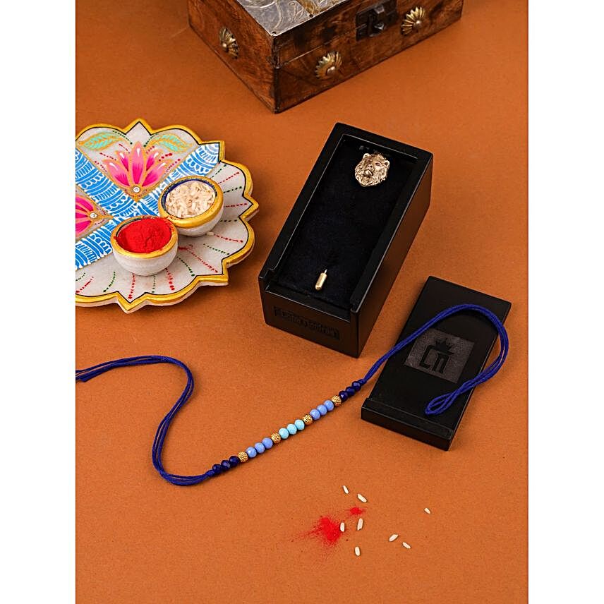 Sneh Beads Rakhi with Regal Lion Pin