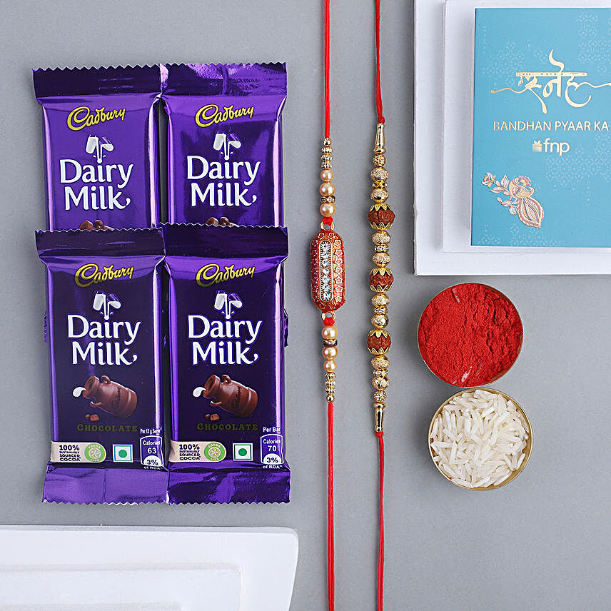 Sneh Capsule & Rudraksha Rakhi With Cadbury Chocolates