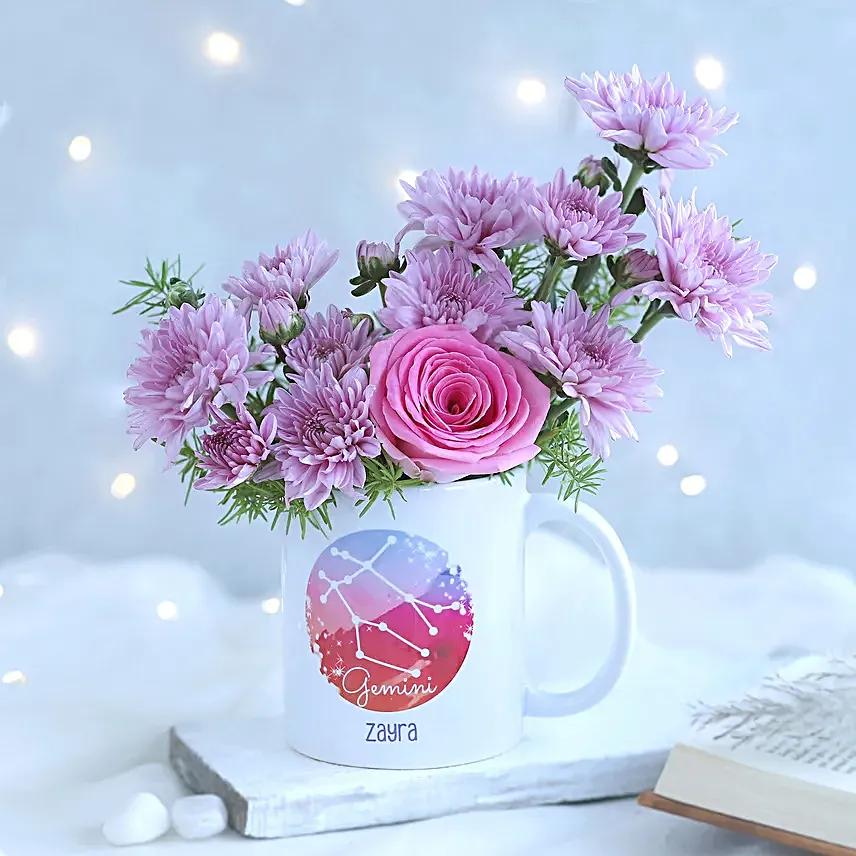 Dreamy Flowers Gemini Personalised Mug