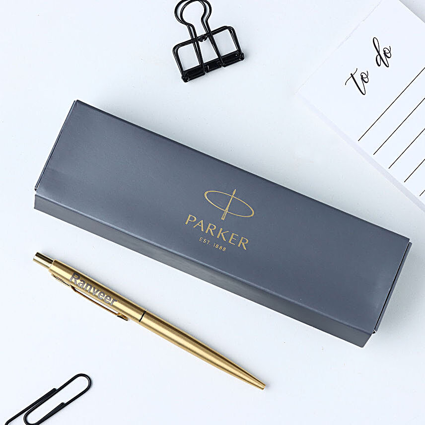 Parker Classic Stainless Steel Personalised Gold Ball Pen