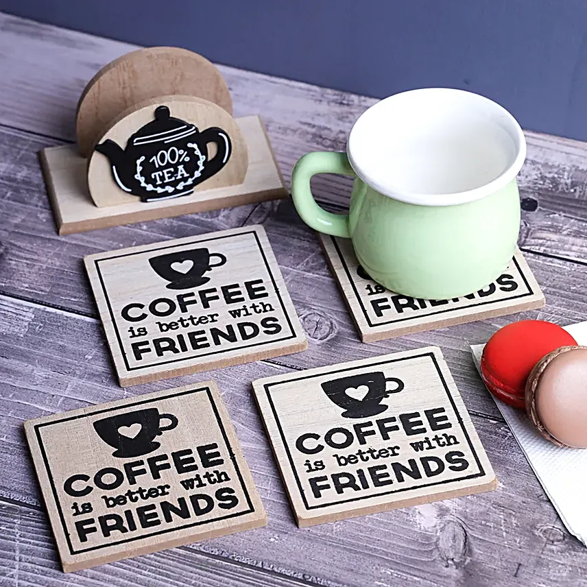 Coffee & Friends Coaster Gift Set- Beige