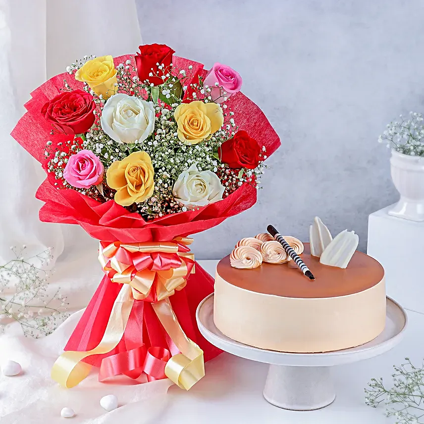 Rosey Delight Bouquet & Luscious Cake