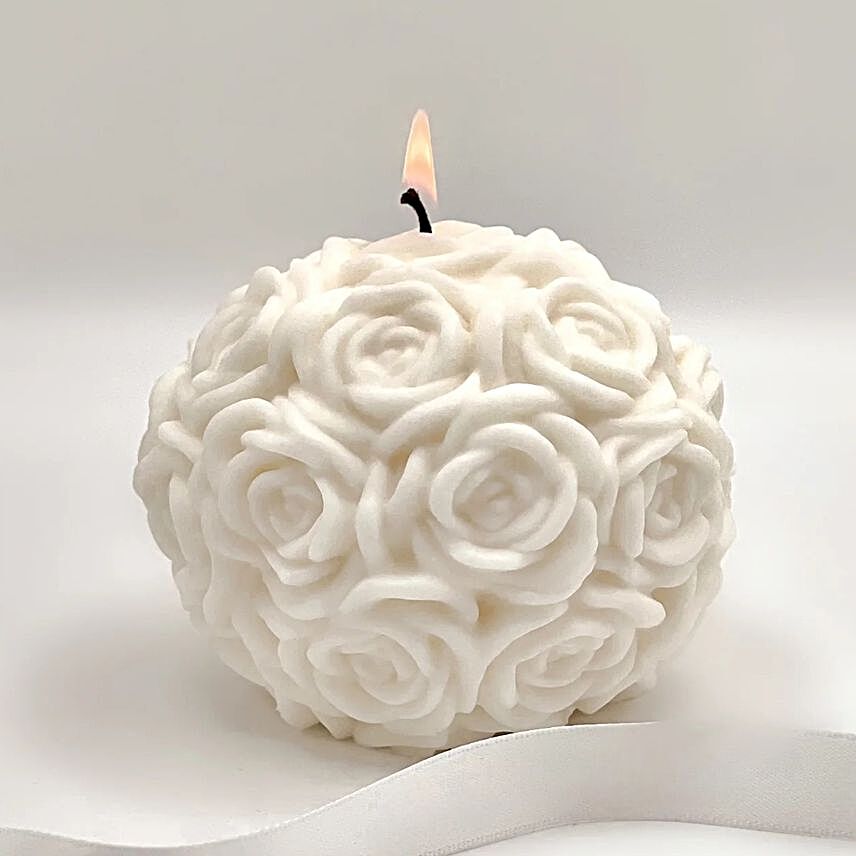 Enchanting Bloom Rose Candle- White