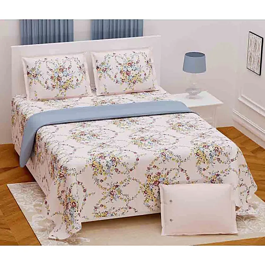 Ethereal Cotton Dreams Bedsheet Set- White