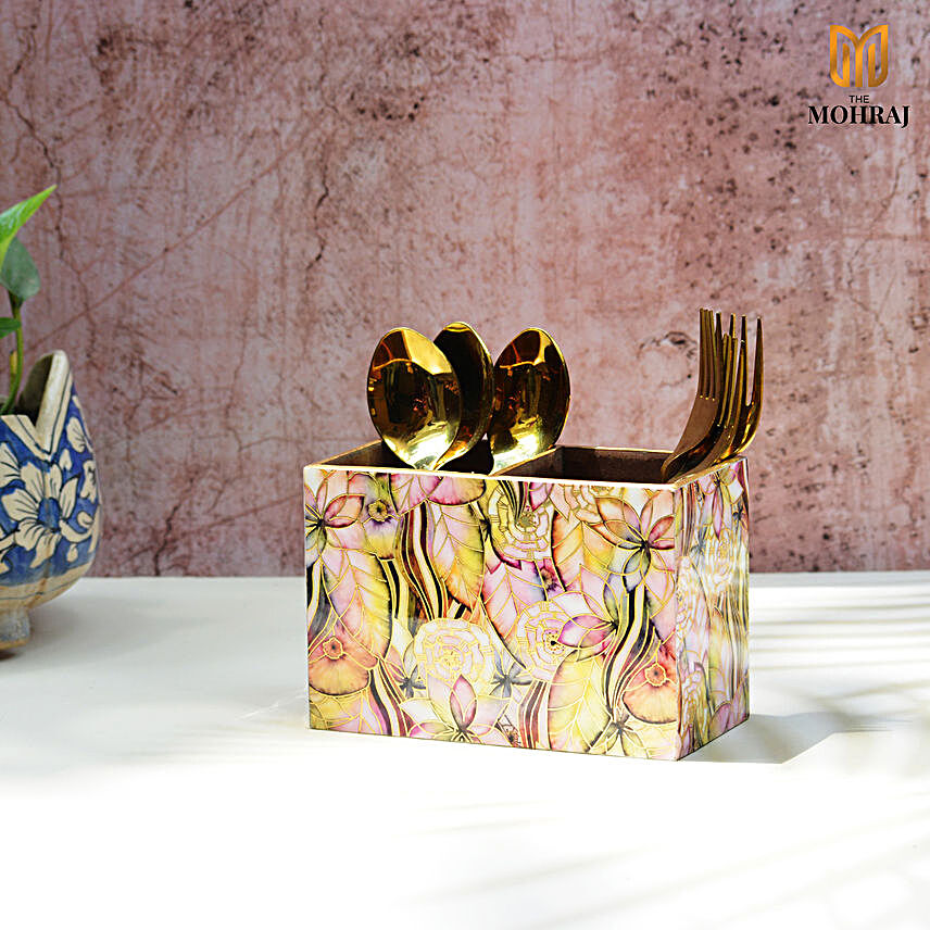 Abstract Floral Cutlery Holder