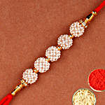 Fancy Golden Pearl Rakhi And Lindt Chocolate
