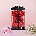 Red Roses Teddy Bear Transparent Box