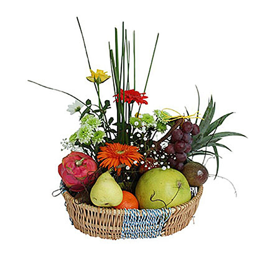 Basket Of Flowers and Fruits