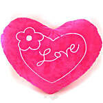 Pink Love Valentine Heart Pillow With A Flower