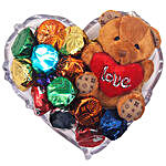 Gourmet Chocolate And Love Teddy Gift Tray