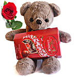 Lindt Chocolate And Cute Love Teddy with Rose