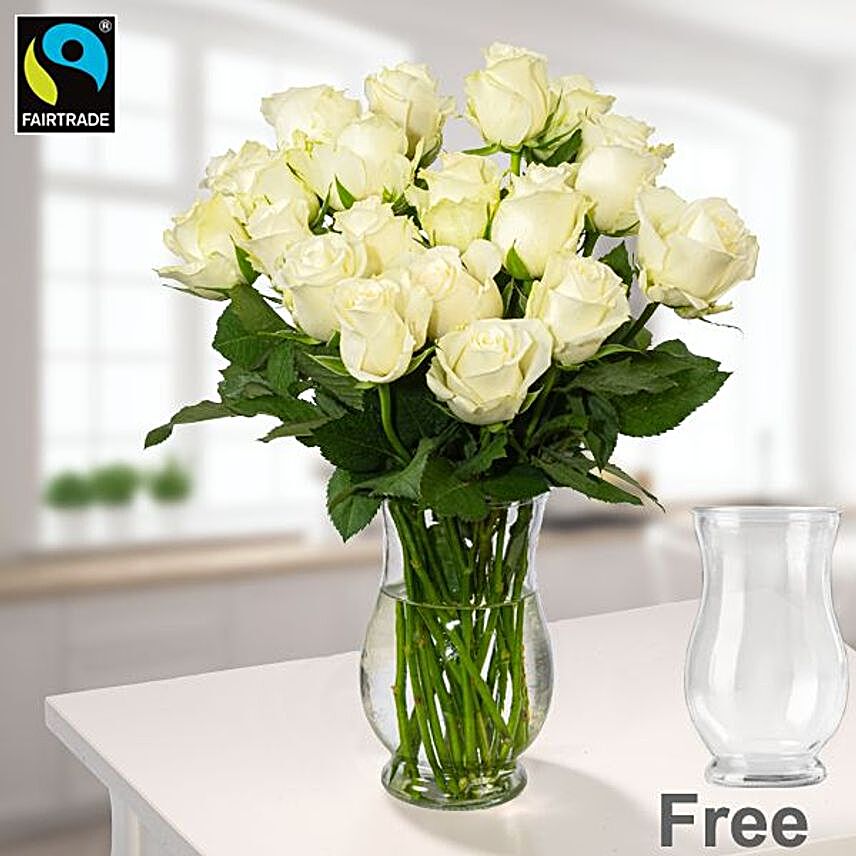 Serene White Roses Vase