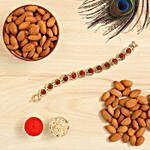 Spiritual Rudraksha Bracelet Style Rakhi With 250 Gms Almonds
