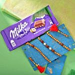 Sneh Om Rudraksha Bracelet Rakhi & Milka Chocolate