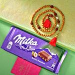 Sneh Om Rudraksha Bracelet Rakhi & Milka Chocolate