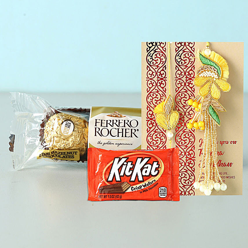 Bhaiya Bhabhi Rakhi Set With Kitkat And Rocher