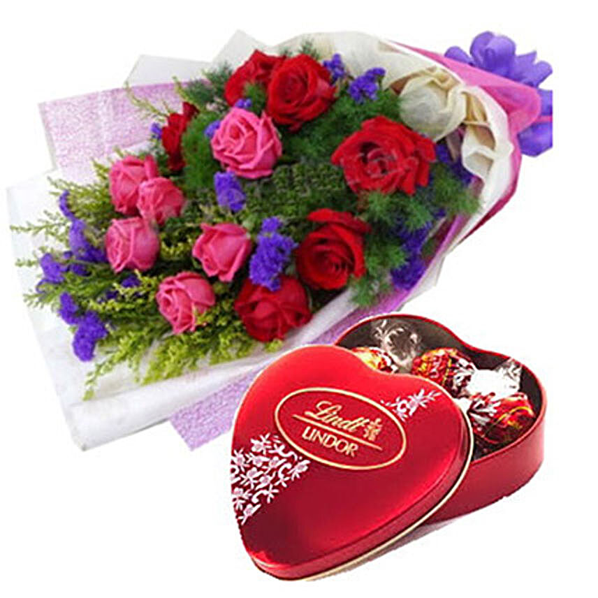 Lovely Heart Chocolate Box With Roses
