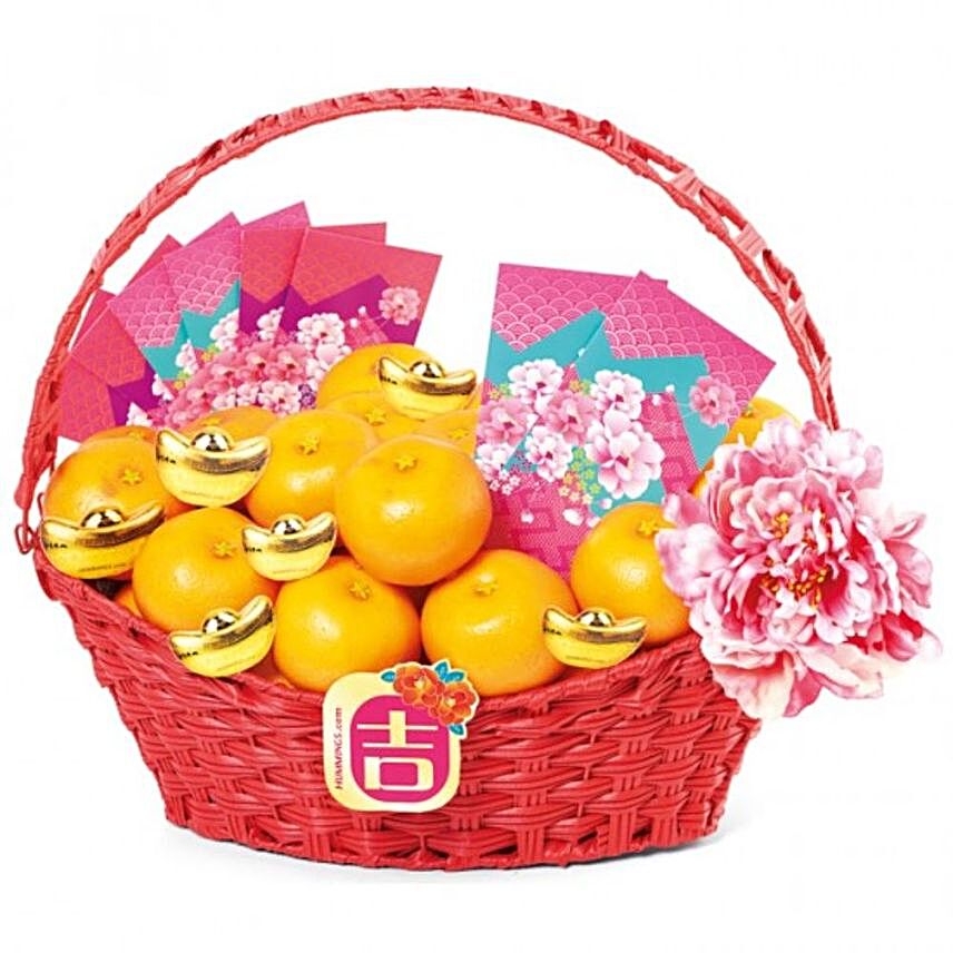 Mandarin Orange Decorated Basket